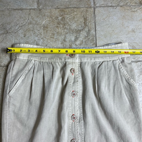 Anthropologie Hei Hei Button Front Skirt Sz 8 Beige Cotton Casual Cottagecore - Picture 10 of 11